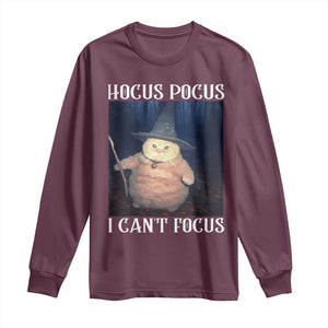 ADHD Cat Meme Long Sleeve Shirt Neurodivergent Wizard Cat I Cant Focus TS10 Maroon Print Your Wear