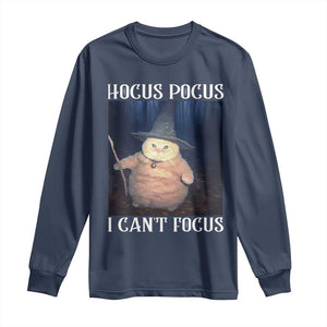 ADHD Cat Meme Long Sleeve Shirt Neurodivergent Wizard Cat I Cant Focus TS10 Navy Print Your Wear