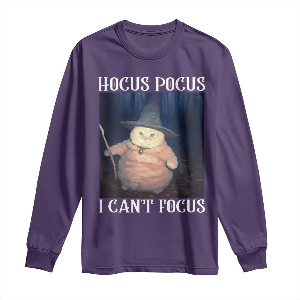 ADHD Cat Meme Long Sleeve Shirt Neurodivergent Wizard Cat I Cant Focus TS10 Purple Print Your Wear