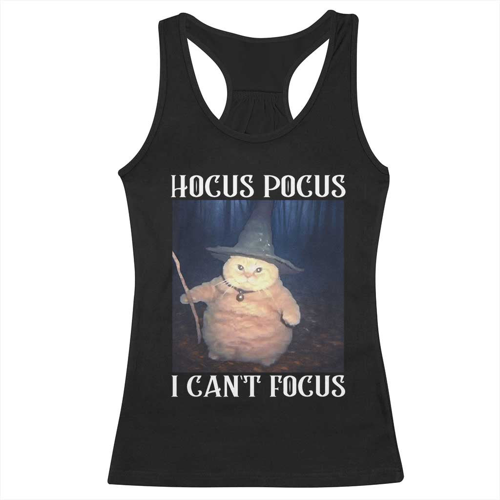 ADHD Cat Meme Racerback Tank Top Neurodivergent Wizard Cat I Cant Focus TS10 Black Print Your Wear