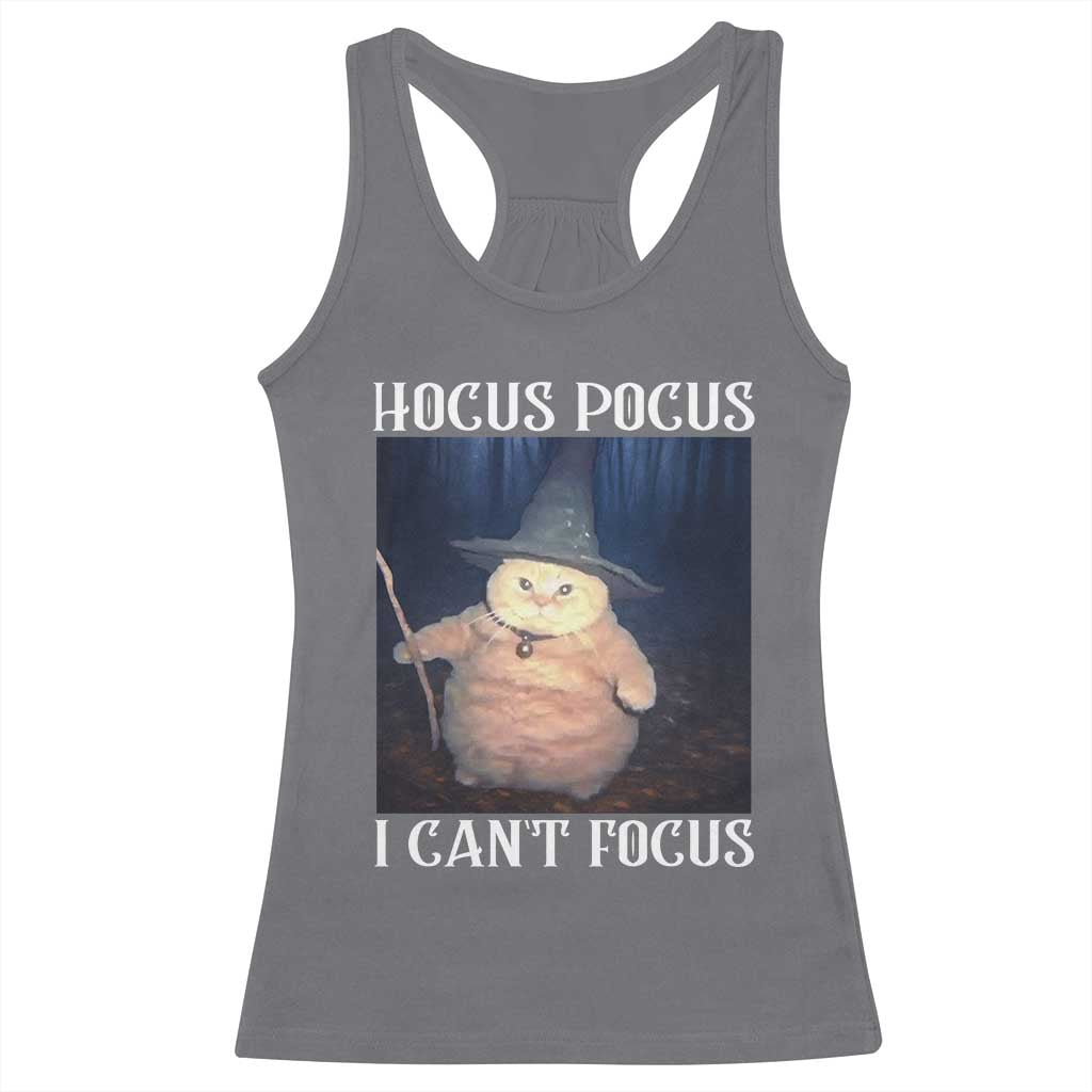 ADHD Cat Meme Racerback Tank Top Neurodivergent Wizard Cat I Cant Focus TS10 Charcoal Print Your Wear