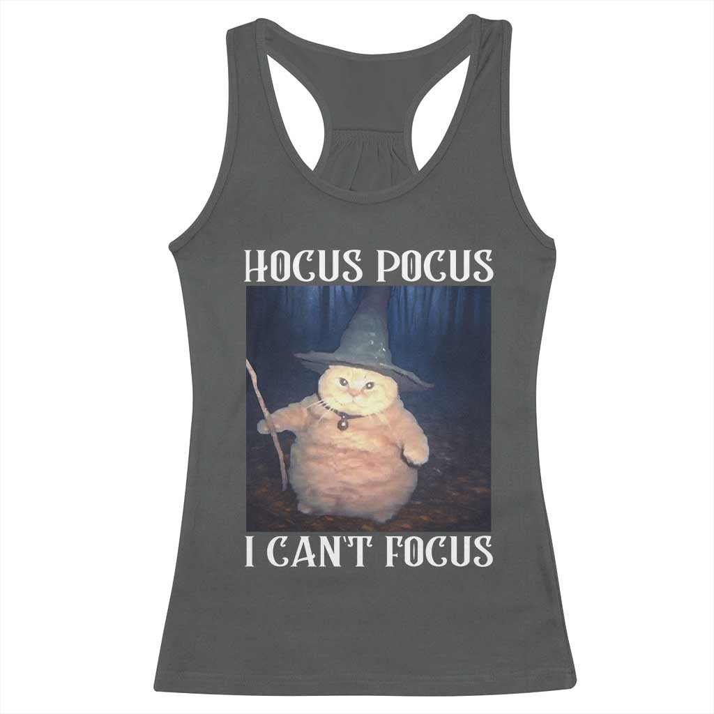 ADHD Cat Meme Racerback Tank Top Neurodivergent Wizard Cat I Cant Focus TS10 Dark Heather Print Your Wear