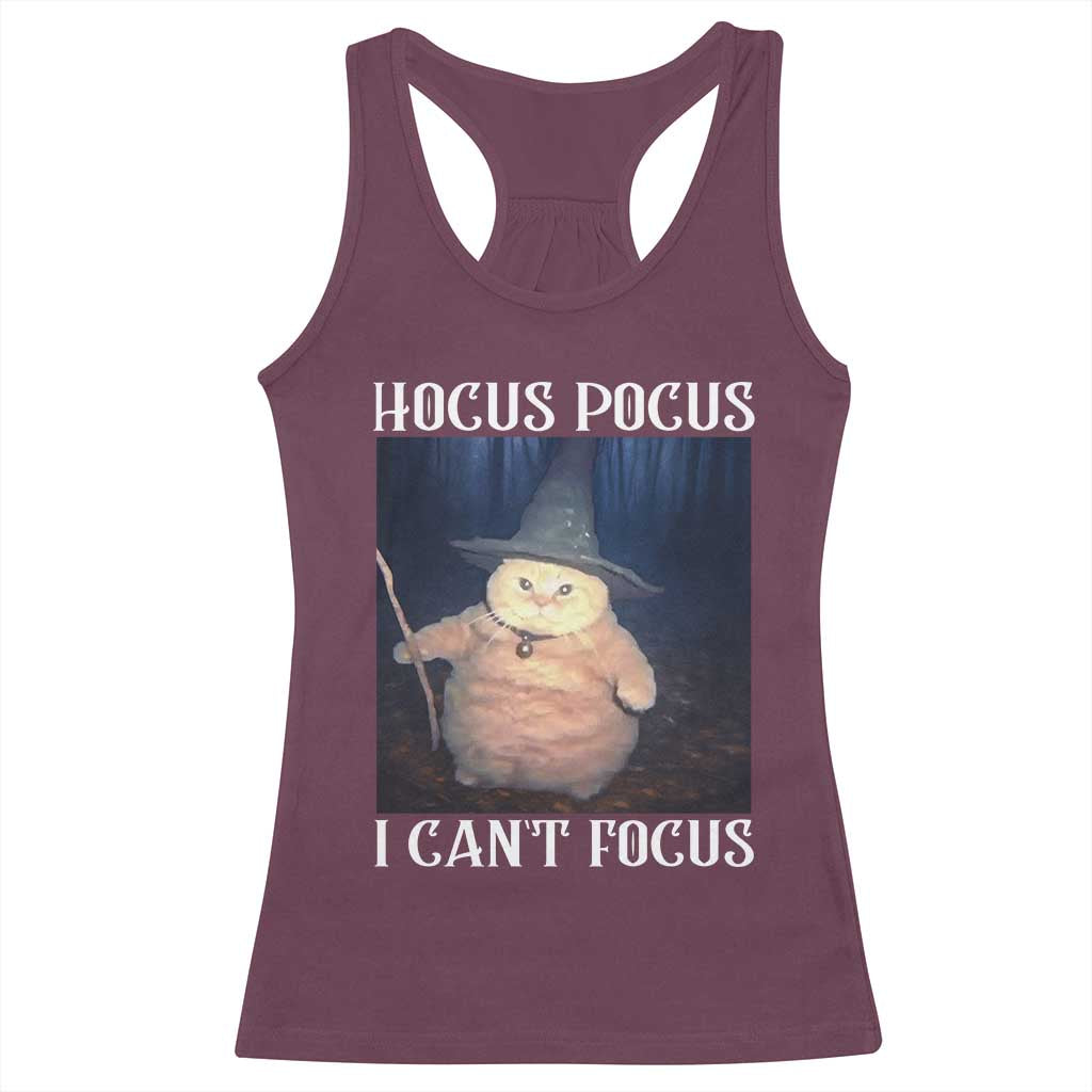 ADHD Cat Meme Racerback Tank Top Neurodivergent Wizard Cat I Cant Focus TS10 Maroon Print Your Wear