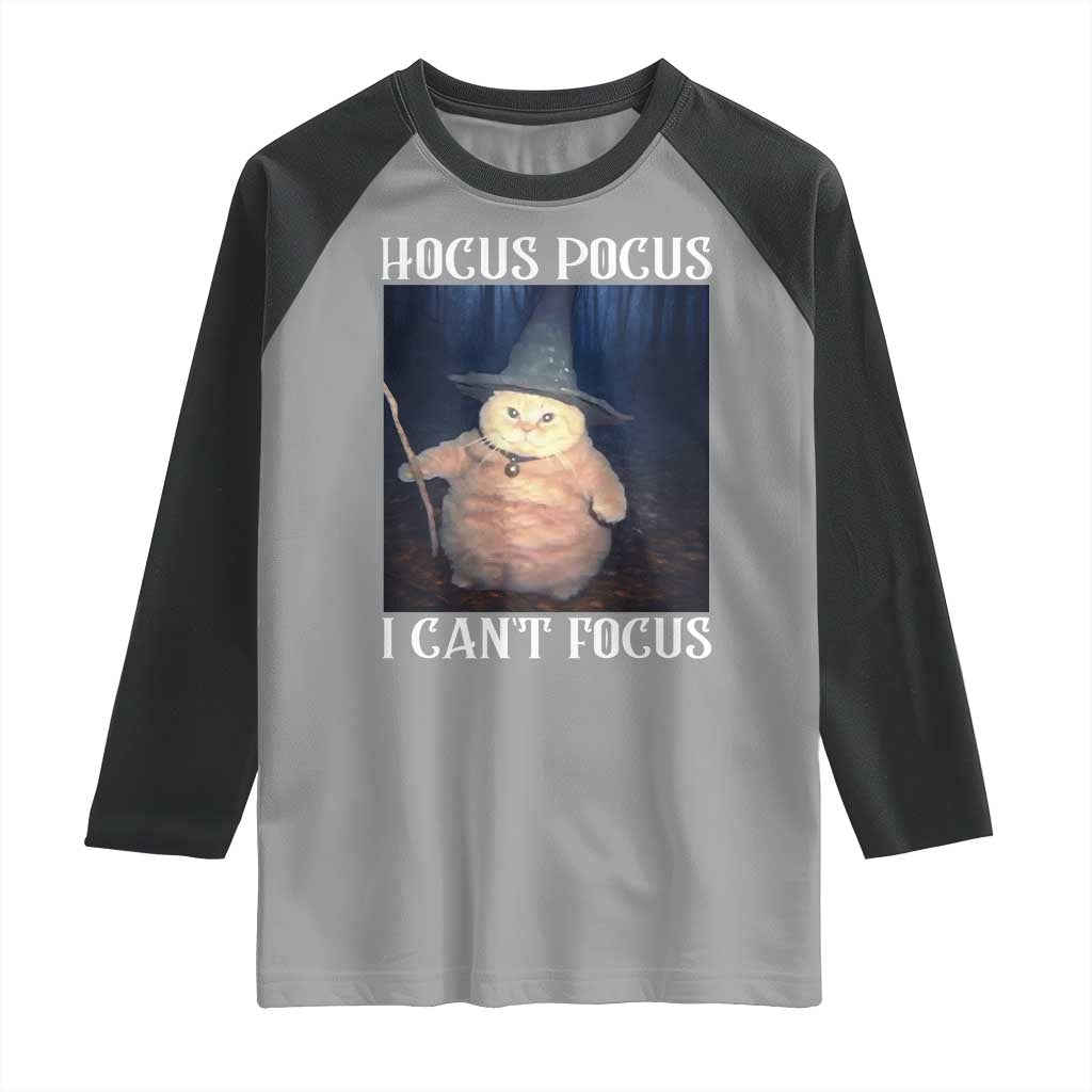 ADHD Cat Meme Raglan Shirt Neurodivergent Wizard Cat I Cant Focus TS10 Sport Gray Black Print Your Wear
