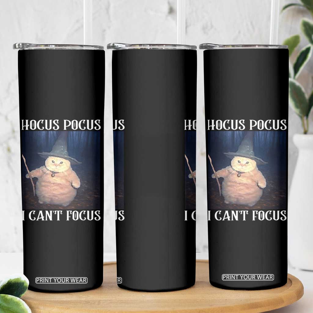 ADHD Cat Meme Skinny Tumbler Neurodivergent Wizard Cat I Cant Focus TS10 Print Your Wear