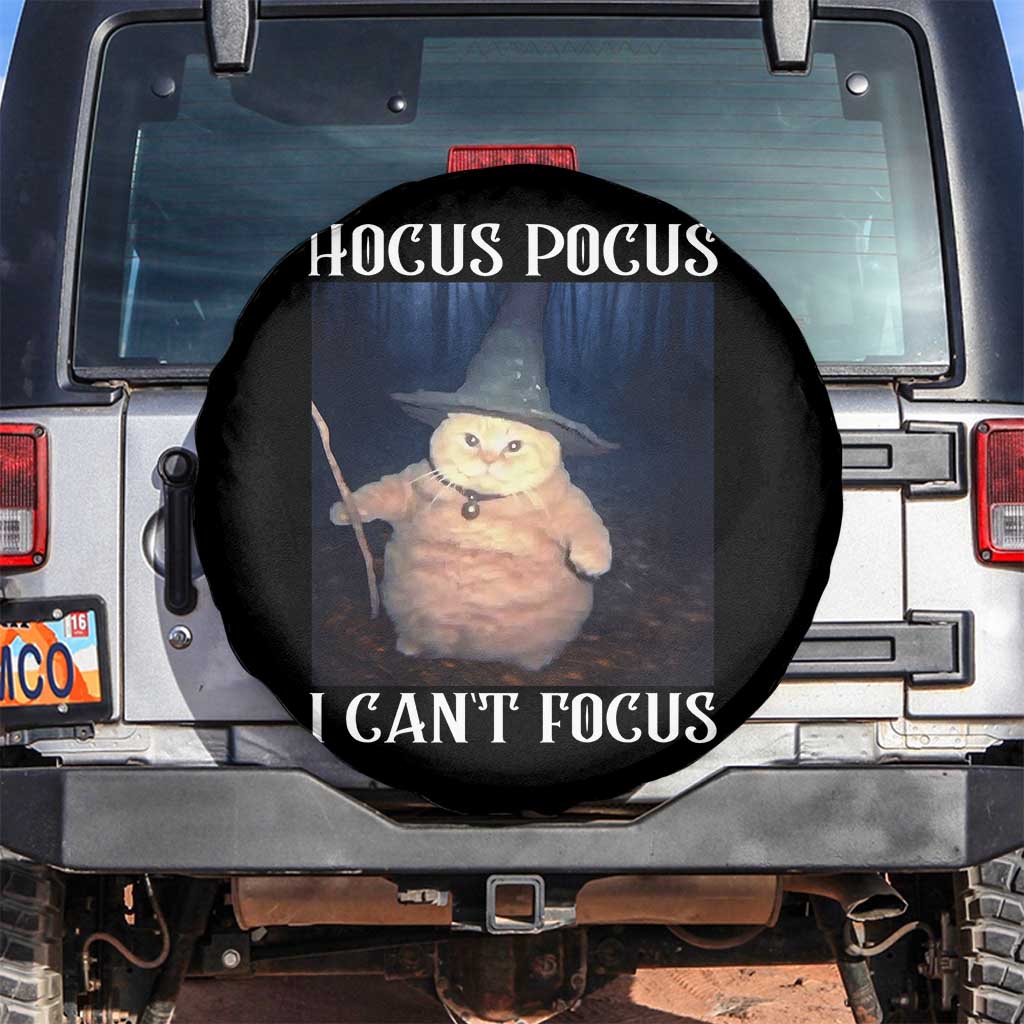 ADHD Cat Meme Spare Tire Cover Neurodivergent Wizard Cat I Cant Focus TS10 No hole Black Print Your Wear