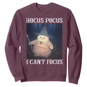 ADHD Cat Meme Sweatshirt Neurodivergent Wizard Cat I Cant Focus TS10 Maroon Print Your Wear