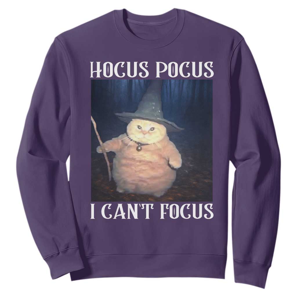 ADHD Cat Meme Sweatshirt Neurodivergent Wizard Cat I Cant Focus TS10 Purple Print Your Wear