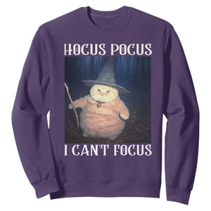 ADHD Cat Meme Sweatshirt Neurodivergent Wizard Cat I Cant Focus TS10 Purple Print Your Wear