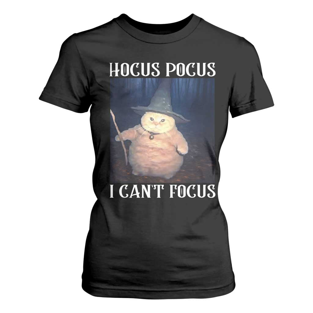 ADHD Cat Meme T Shirt For Women Neurodivergent Wizard Cat I Cant Focus TS10 Black Print Your Wear