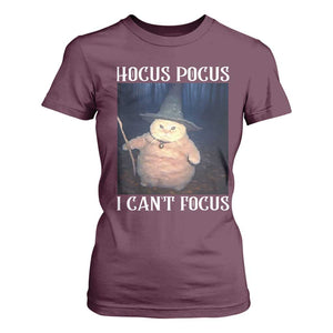ADHD Cat Meme T Shirt For Women Neurodivergent Wizard Cat I Cant Focus TS10 Maroon Print Your Wear