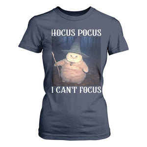 ADHD Cat Meme T Shirt For Women Neurodivergent Wizard Cat I Cant Focus TS10 Navy Print Your Wear