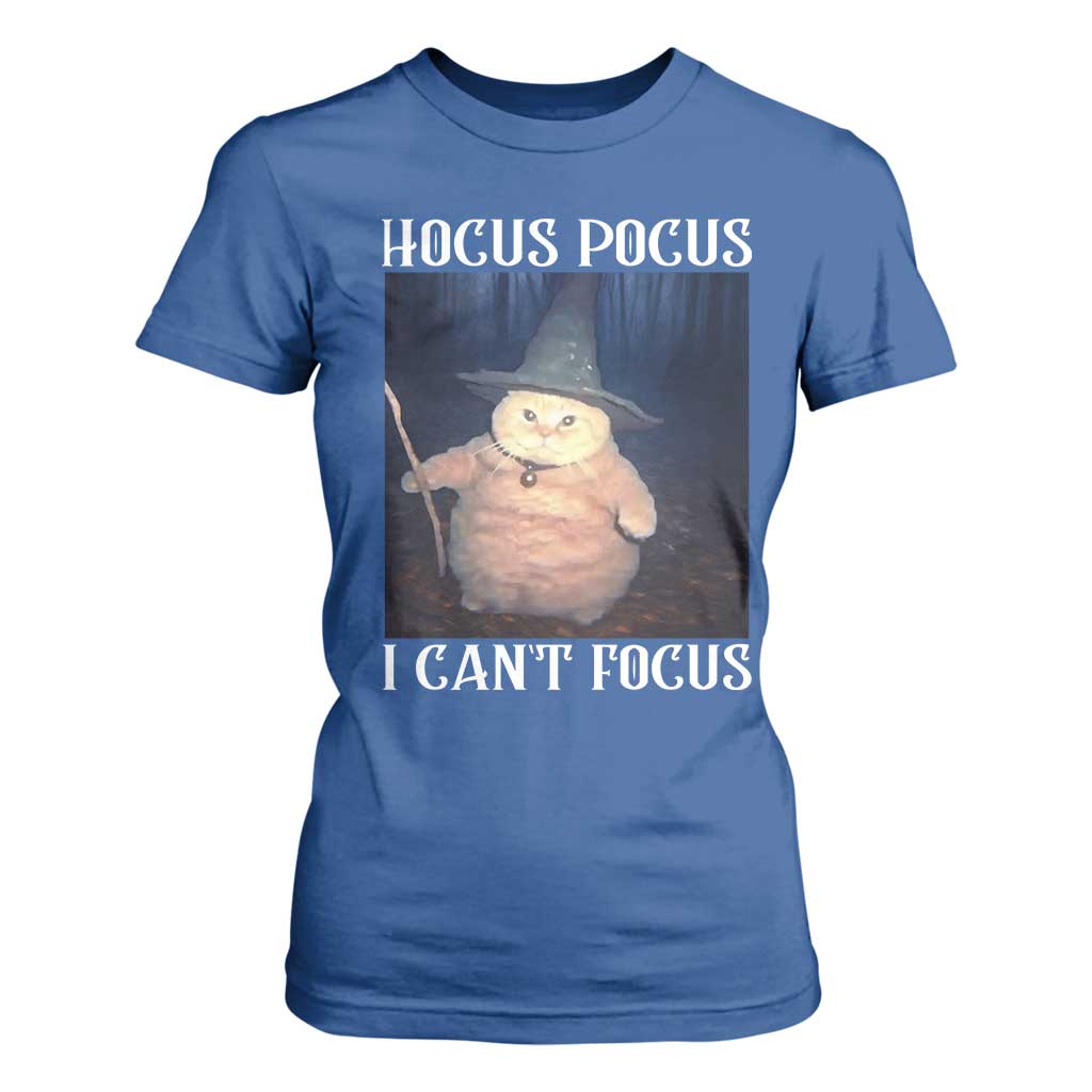 ADHD Cat Meme T Shirt For Women Neurodivergent Wizard Cat I Cant Focus TS10 Royal Blue Print Your Wear