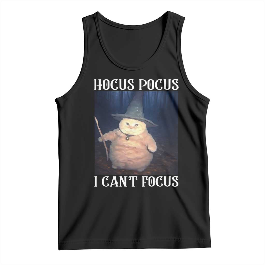 ADHD Cat Meme Tank Top Neurodivergent Wizard Cat I Cant Focus TS10 Black Print Your Wear