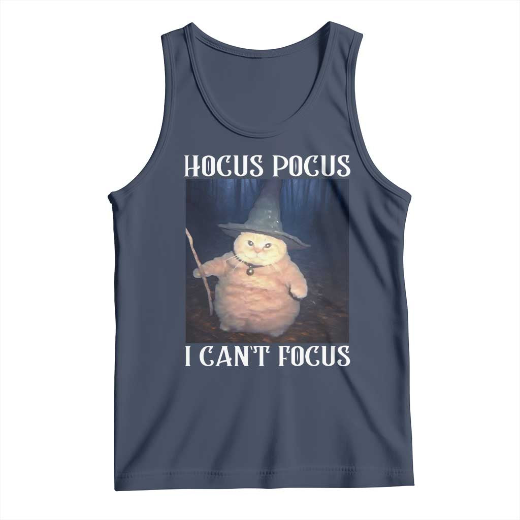 ADHD Cat Meme Tank Top Neurodivergent Wizard Cat I Cant Focus TS10 Navy Print Your Wear