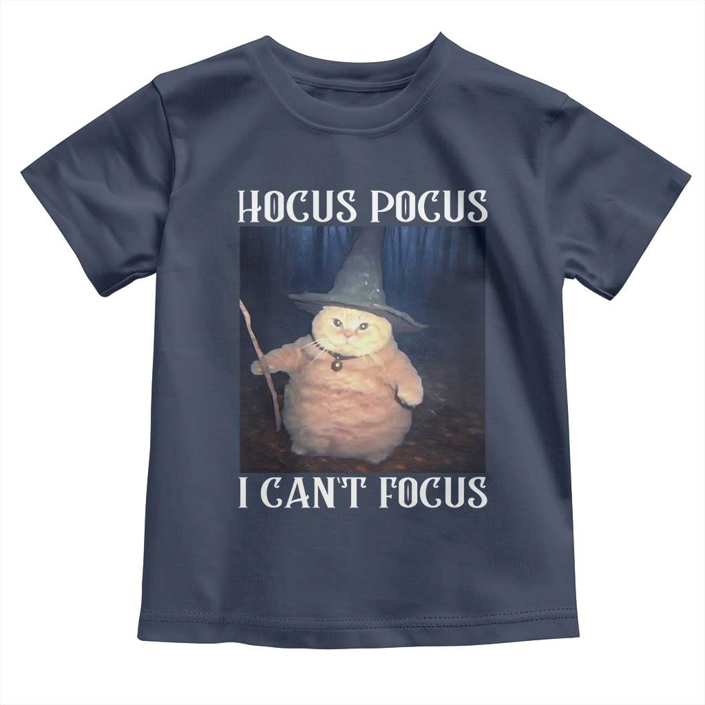 ADHD Cat Meme Toddler T Shirt Neurodivergent Wizard Cat I Cant Focus TS10 Navy Print Your Wear