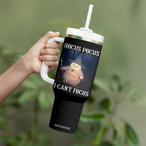 ADHD Cat Meme Tumbler With Handle Neurodivergent Wizard Cat I Cant Focus TS10 Print Your Wear