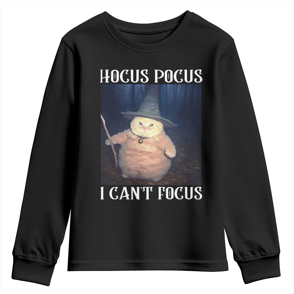 ADHD Cat Meme Youth Sweatshirt Neurodivergent Wizard Cat I Cant Focus TS10 Black Print Your Wear