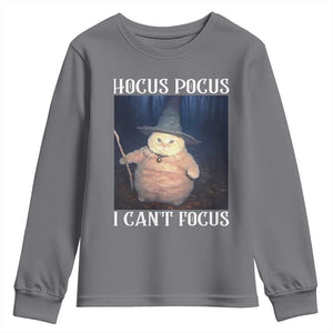 ADHD Cat Meme Youth Sweatshirt Neurodivergent Wizard Cat I Cant Focus TS10 Charcoal Print Your Wear
