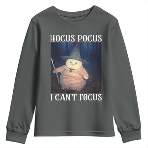 ADHD Cat Meme Youth Sweatshirt Neurodivergent Wizard Cat I Cant Focus TS10 Dark Heather Print Your Wear