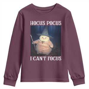 ADHD Cat Meme Youth Sweatshirt Neurodivergent Wizard Cat I Cant Focus TS10 Maroon Print Your Wear