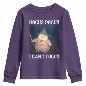ADHD Cat Meme Youth Sweatshirt Neurodivergent Wizard Cat I Cant Focus TS10 Purple Print Your Wear