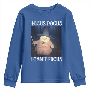 ADHD Cat Meme Youth Sweatshirt Neurodivergent Wizard Cat I Cant Focus TS10 Royal Blue Print Your Wear