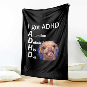 Funny ADHD Dog Meme Throw Blanket Attention Deficit Hey Dog Humor Lovers TS10 Print Your Wear