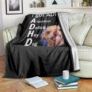 Funny ADHD Dog Meme Throw Blanket Attention Deficit Hey Dog Humor Lovers TS10 Print Your Wear
