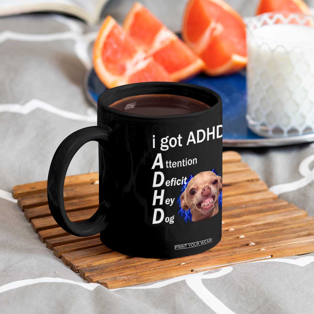 Funny ADHD Dog Meme Coffee Mug Attention Deficit Hey Dog Humor Lovers TS10 Print Your Wear
