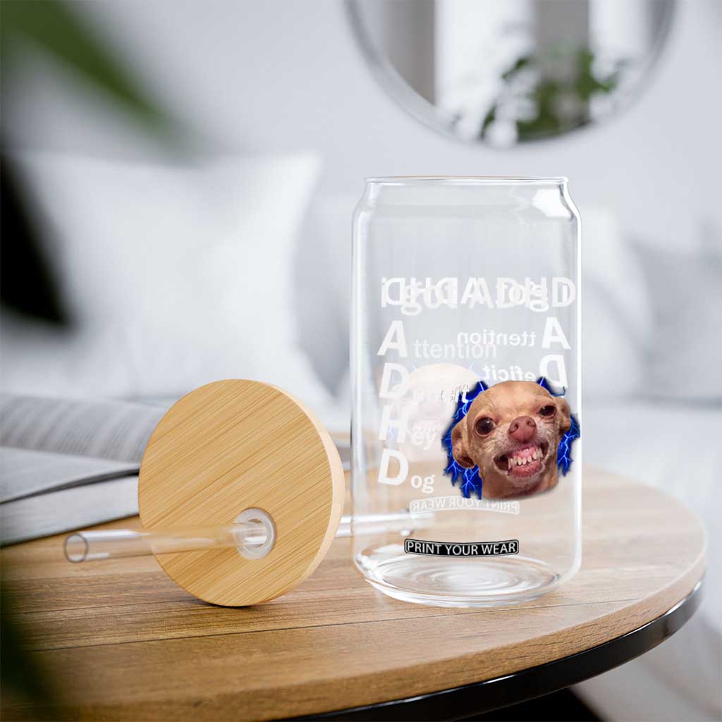 Funny ADHD Dog Meme Glass Can Attention Deficit Hey Dog Humor Lovers TS10 Print Your Wear