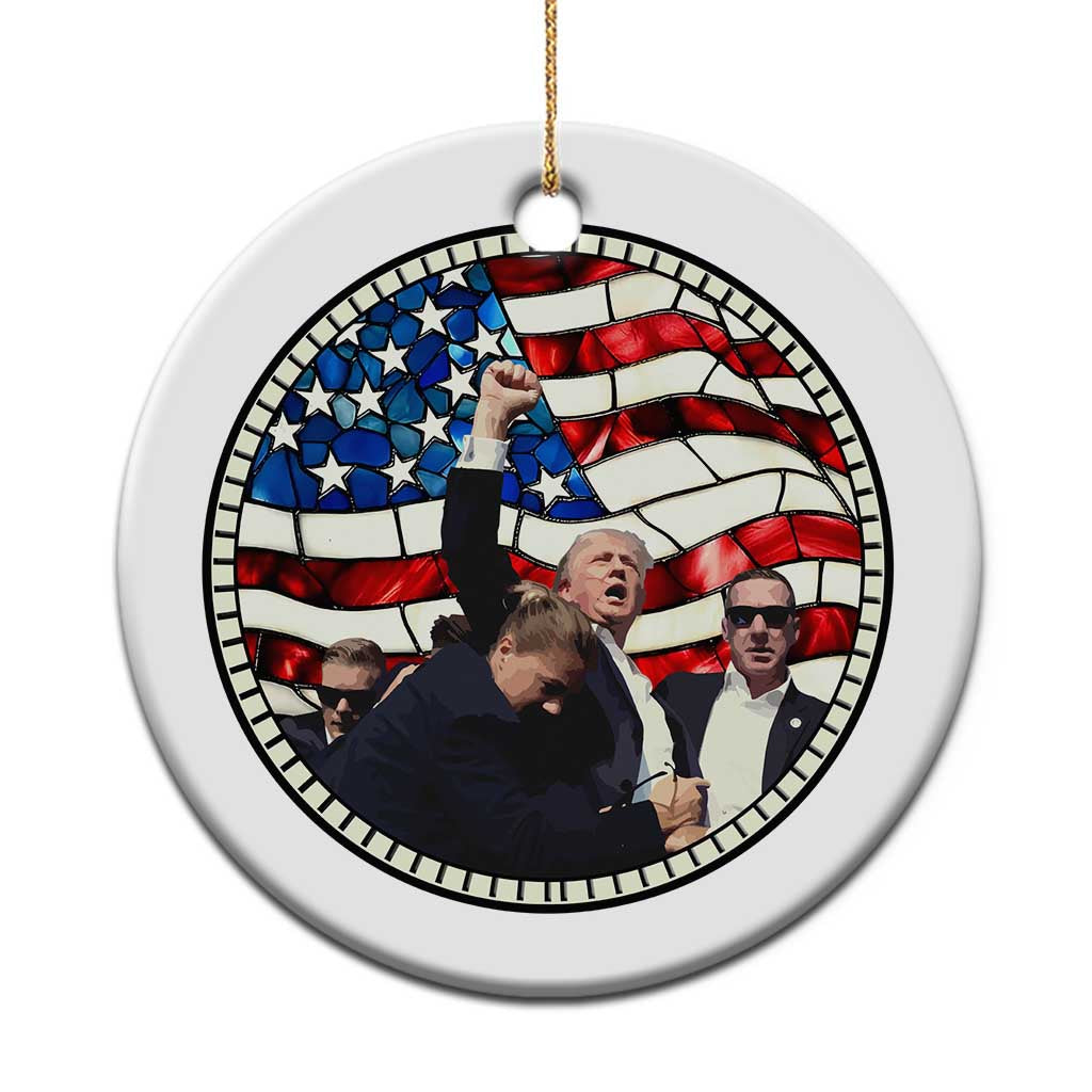 Trump 2024 Christmas Ornament Trump Shot Fist Pump Fight Fight Fight Stained Glass TS10 Print Your Wear