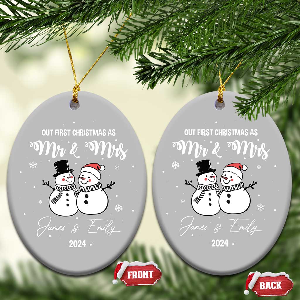 Personalized Mr Mrs Christmas Ornament 2024 Custom Name Our First Xmas Together Wedding Gifts for Couples TS10 Oval Grey Print Your Wear