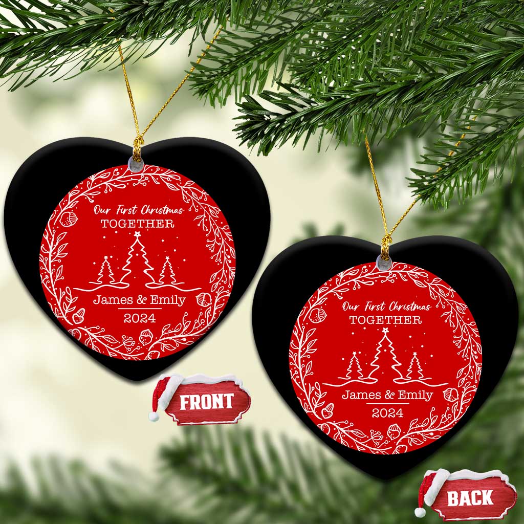 Personalized Mr Mrs Christmas Ornament Custom Name Keepsake First Christmas Together Wedding Gifts for New Couple TS10 Heart Red Print Your Wear