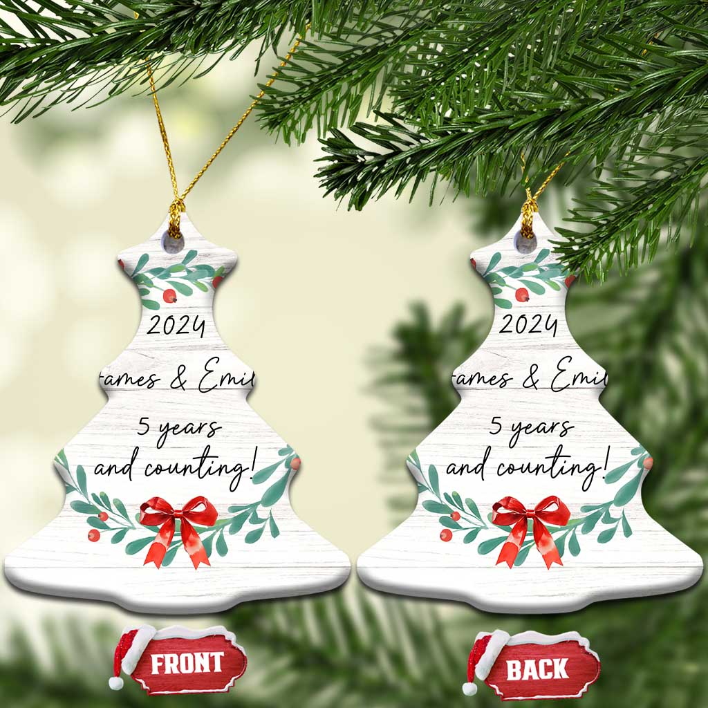 Personalized 5th Anniversary Christmas Ornament 2024 Custom Name 5 Year Wedding Gifts for Couple TS10 Christmas Tree Wood Print Your Wear