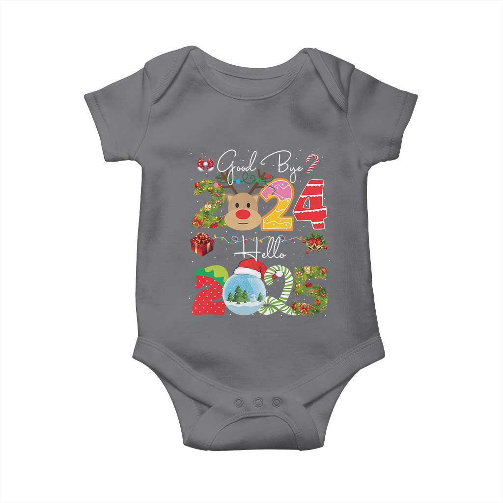 New Year 2025 Baby Onesie Merry Christmas Good Bye 2024 Hello 2025 TS10 Charcoal Print Your Wear