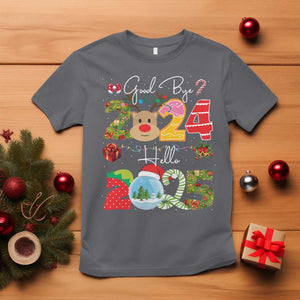 New Year 2025 T Shirt Merry Christmas Good Bye 2024 Hello 2025 TS10 Charcoal Print Your Wear