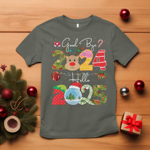 New Year 2025 T Shirt Merry Christmas Good Bye 2024 Hello 2025 TS10 Military Green Print Your Wear