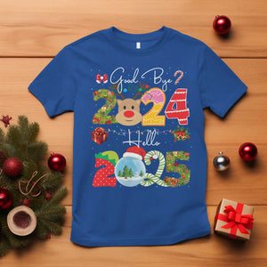 New Year 2025 T Shirt Merry Christmas Good Bye 2024 Hello 2025 TS10 Royal Blue Print Your Wear