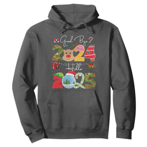 New Year 2025 Hoodie Merry Christmas Good Bye 2024 Hello 2025 TS10 Dark Heather Print Your Wear