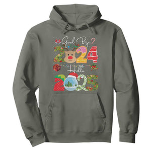 New Year 2025 Hoodie Merry Christmas Good Bye 2024 Hello 2025 TS10 Military Green Print Your Wear