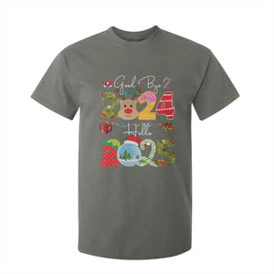 New Year 2025 T Shirt For Kid Merry Christmas Good Bye 2024 Hello 2025 TS10 Military Green Print Your Wear