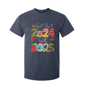 New Year 2025 T Shirt For Kid Merry Christmas Good Bye 2024 Hello 2025 TS10 Navy Print Your Wear