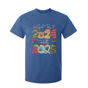New Year 2025 T Shirt For Kid Merry Christmas Good Bye 2024 Hello 2025 TS10 Royal Blue Print Your Wear