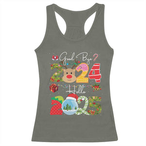 New Year 2025 Racerback Tank Top Merry Christmas Good Bye 2024 Hello 2025 TS10 Military Green Print Your Wear
