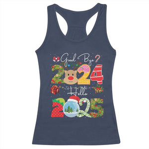 New Year 2025 Racerback Tank Top Merry Christmas Good Bye 2024 Hello 2025 TS10 Navy Print Your Wear