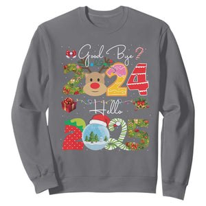 New Year 2025 Sweatshirt Merry Christmas Good Bye 2024 Hello 2025 TS10 Charcoal Print Your Wear