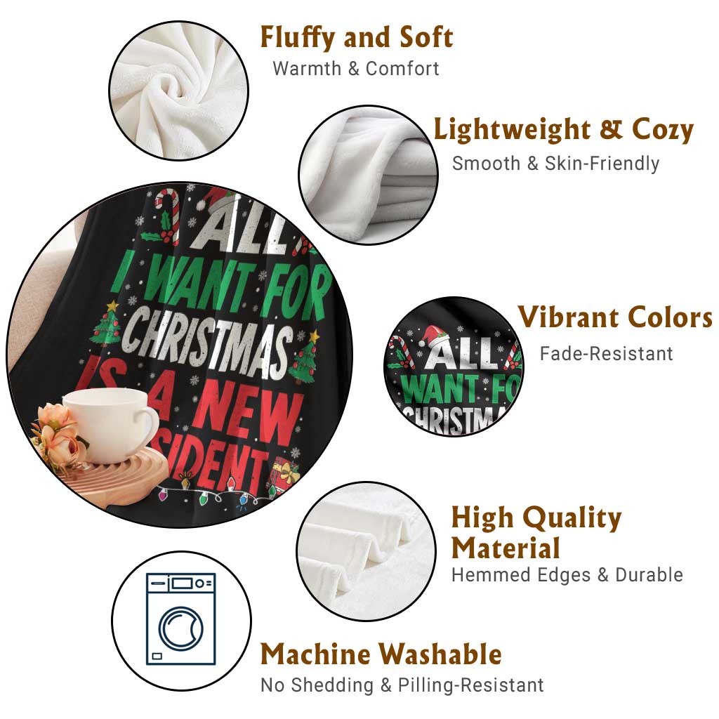 All I Want for Christmas Is A New President Throw Blanket Subtle FDT Sarcastic Holiday TS10 Print Your Wear