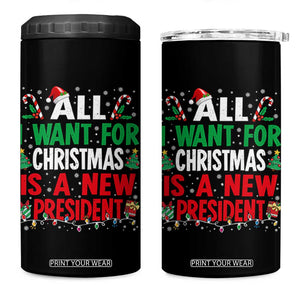 All I Want for Christmas Is A New President 4 in 1 Can Cooler Tumbler Subtle FDT Sarcastic Holiday TS10 One Size: 16 oz Black Print Your Wear