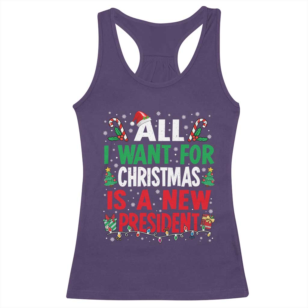 All I Want for Christmas Is A New President Racerback Tank Top Subtle FDT Sarcastic Holiday TS10 Purple Print Your Wear